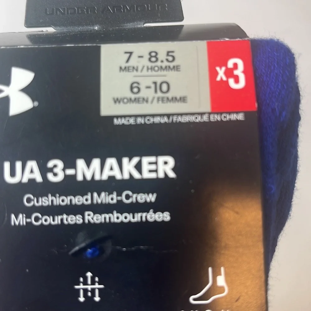 Under Armour UA 3-Maker 3 Pairs Socks Medium Blue